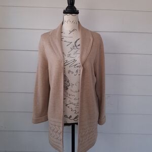 Pendleton Tan Open Front XL Soft Cozy Cable Knit Cardigan Sweater